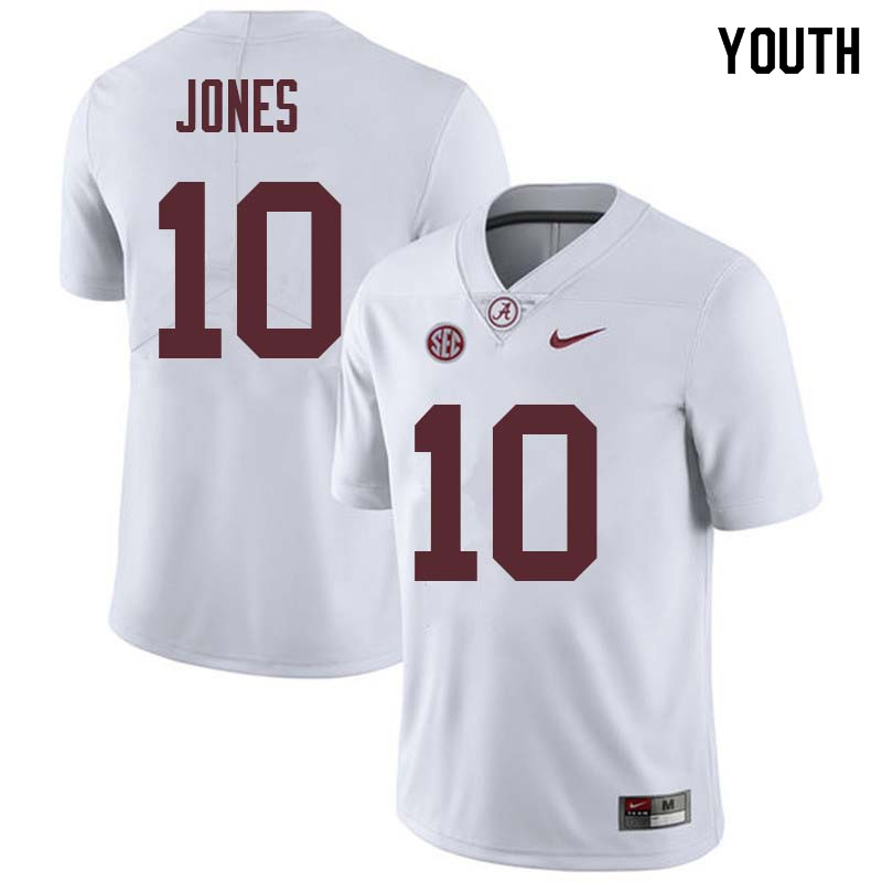 Youth #10 Mac Jones Alabama Crimson Tide College Football Jerseys Sale-White